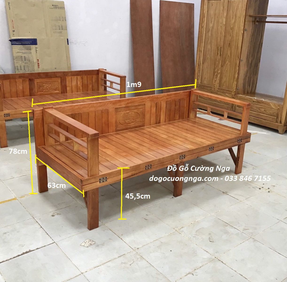 GIƯỜNG GẤP GỖ SỒI 