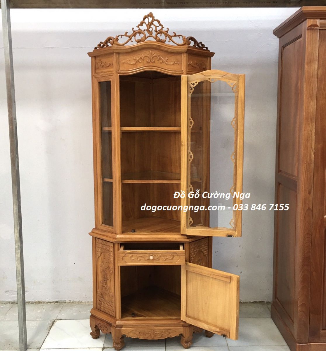 Tủ rượu gỗ gõ đỏ góc 60/70cm 