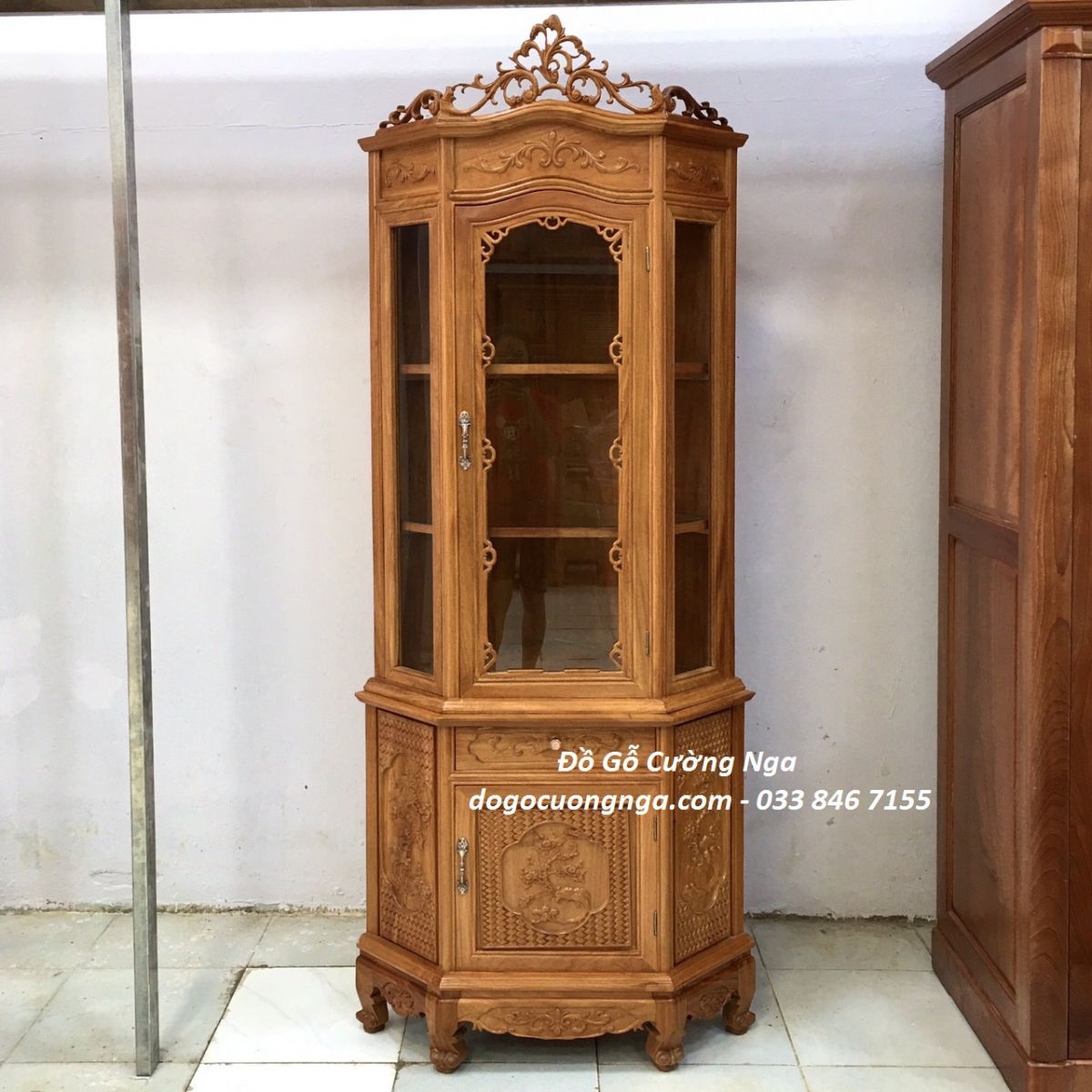 Tủ rượu gỗ gõ đỏ góc 60/70cm 