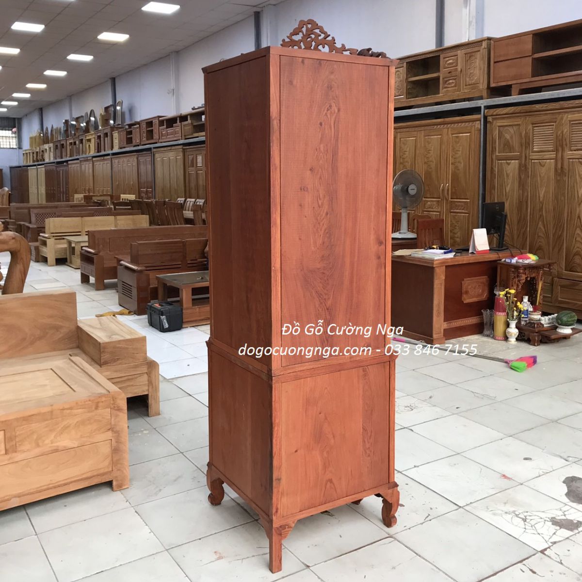 Tủ rượu gỗ hương đá góc 60 - 70cm