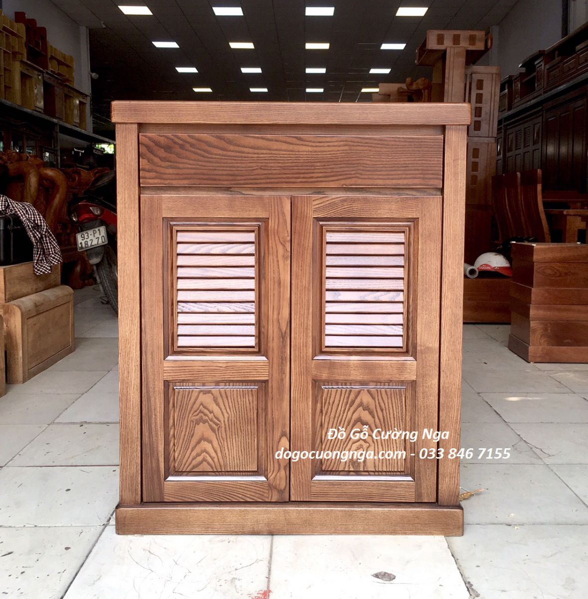 Tủ giày dép gỗ sồi lau màu óc chó 80cm - 2 cánh giá rẻ