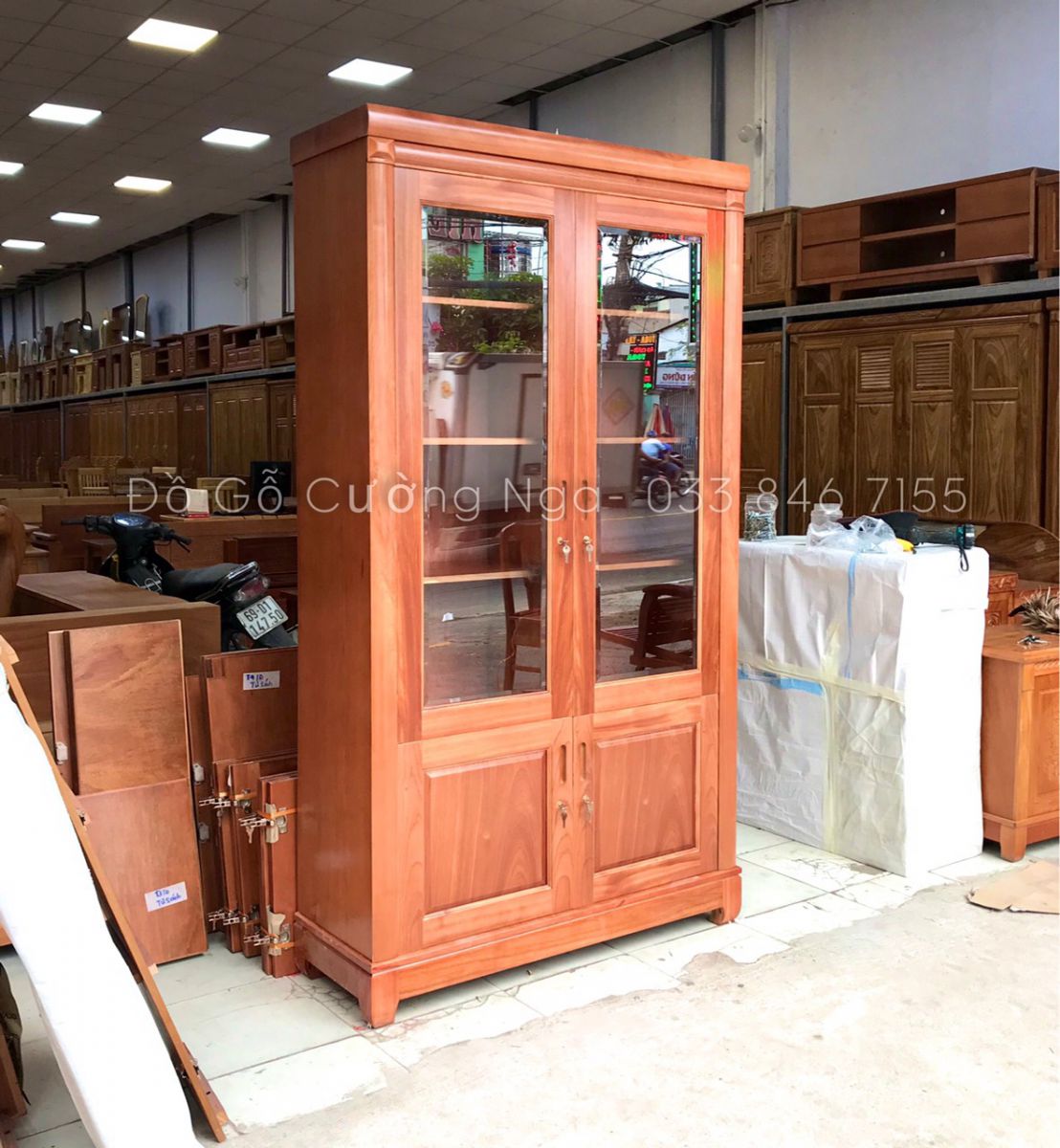 Tủ dựng hồ sơ gỗ xoan đào 2 cánh 1m2 - nội thất văn phòng 