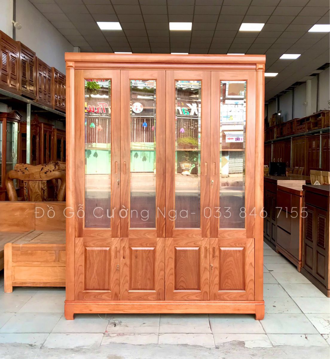 Tủ sách gỗ xoan đào 1m6