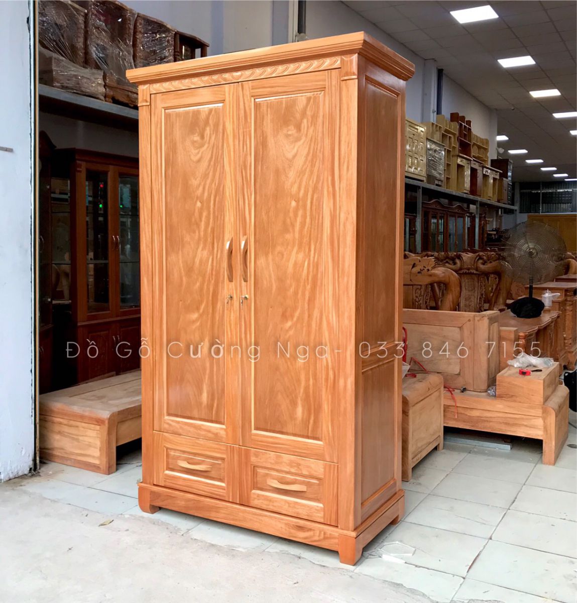 tủ quần áo gỗ đinh hương 2 buồng 