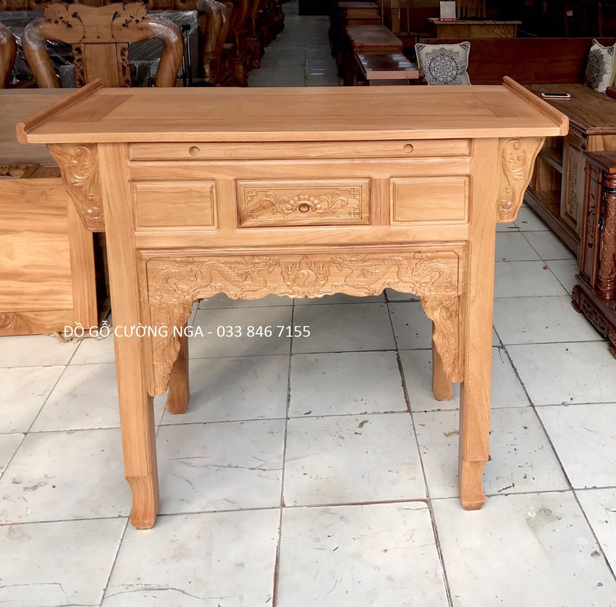 Bàn thở một tầng gỗ gõ đỏ đủ cõ 
