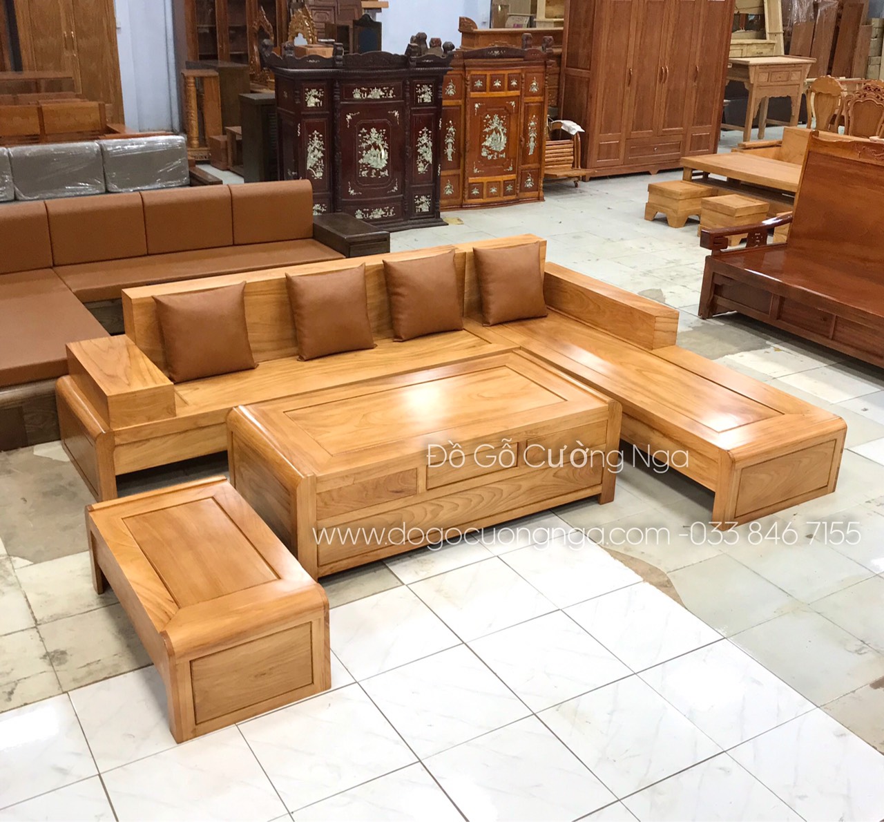 sofa gỗ gõ đỏ 
