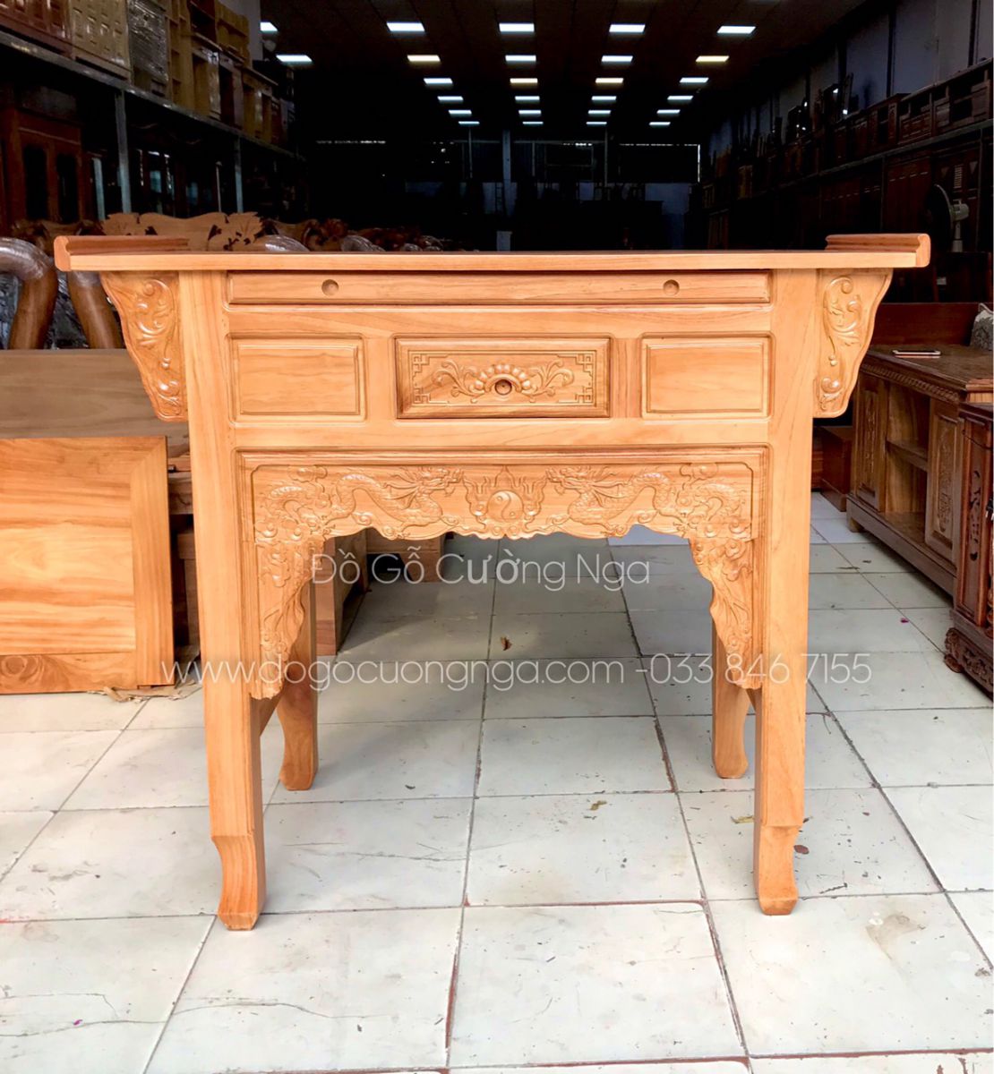 Bàn thở một tầng gỗ gõ đỏ đủ cõ 