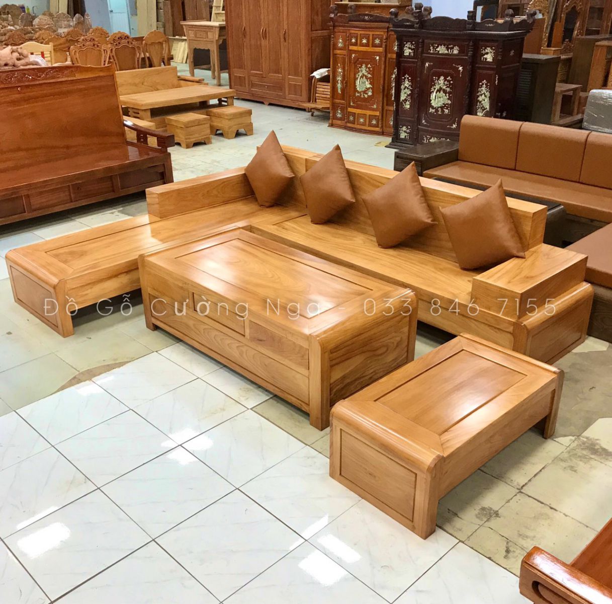 sofa gỗ gõ đỏ 
