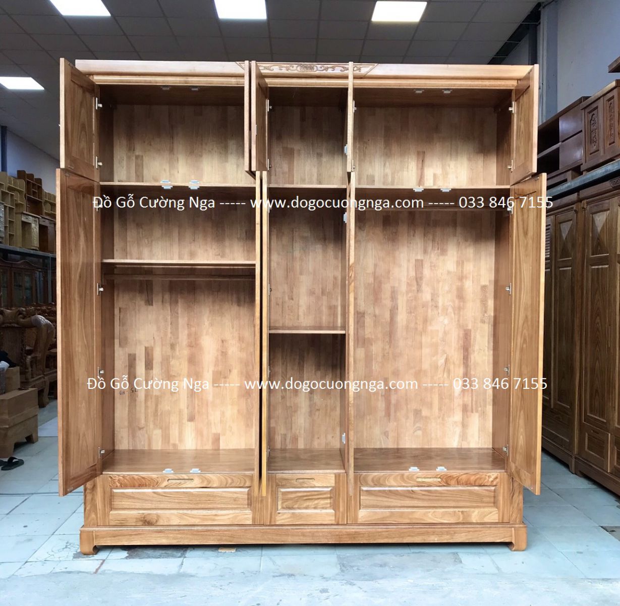 tủ quần áo gỗ hương xám 5 cánh 