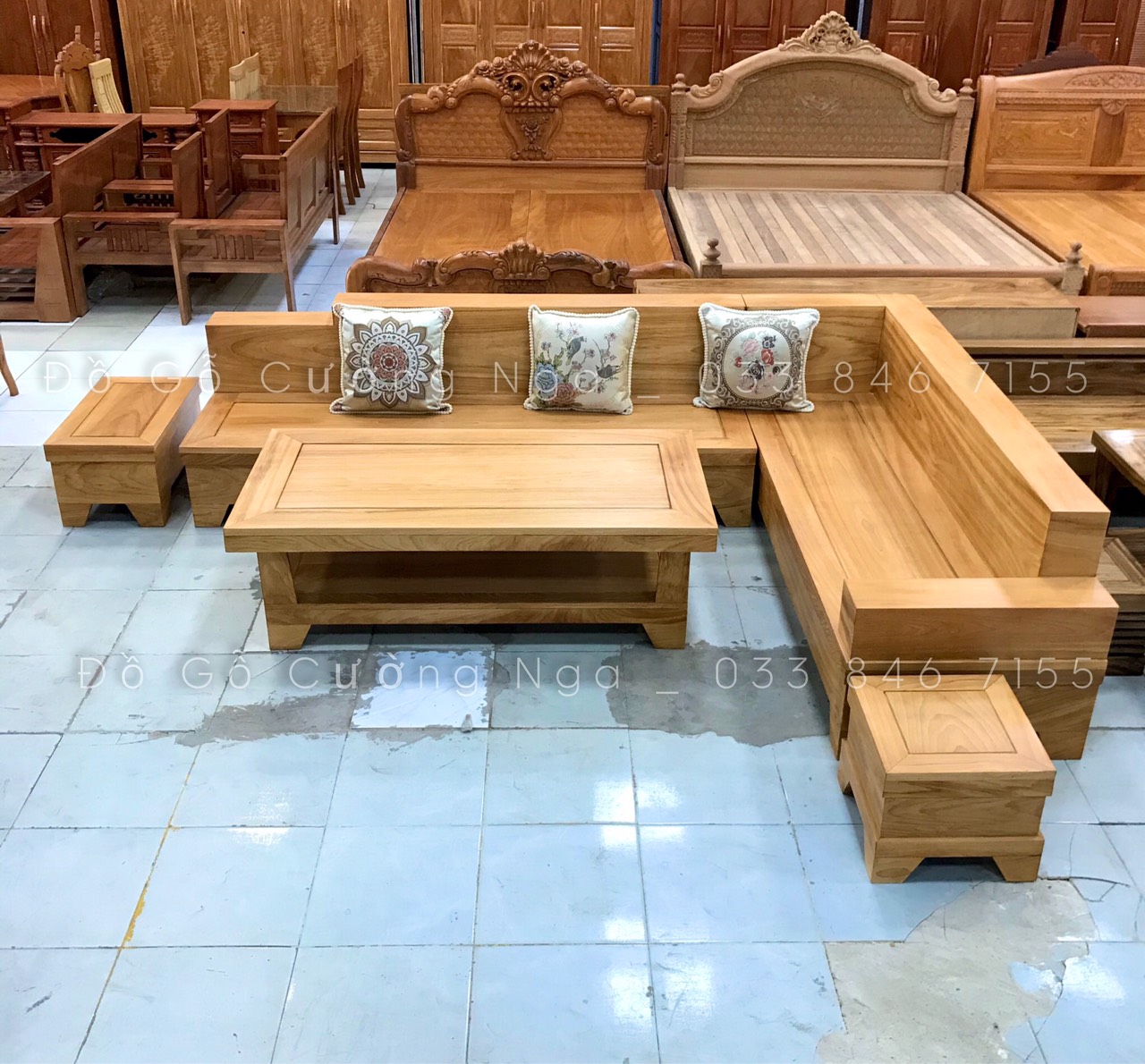 sofa gỗ gõ đỏ