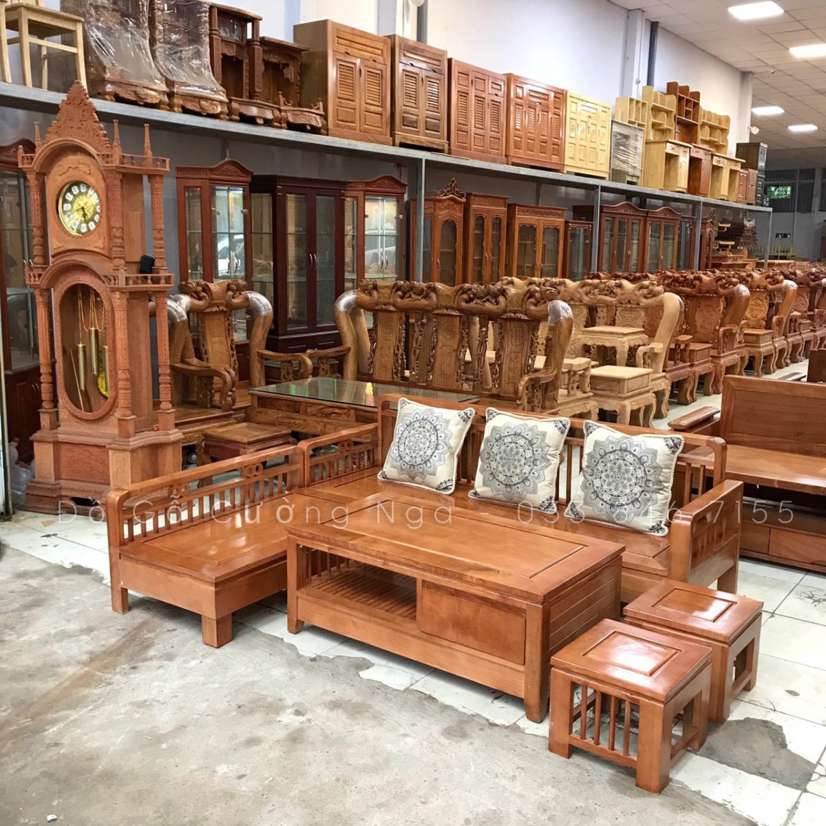 sofa gỗ sồi nga 