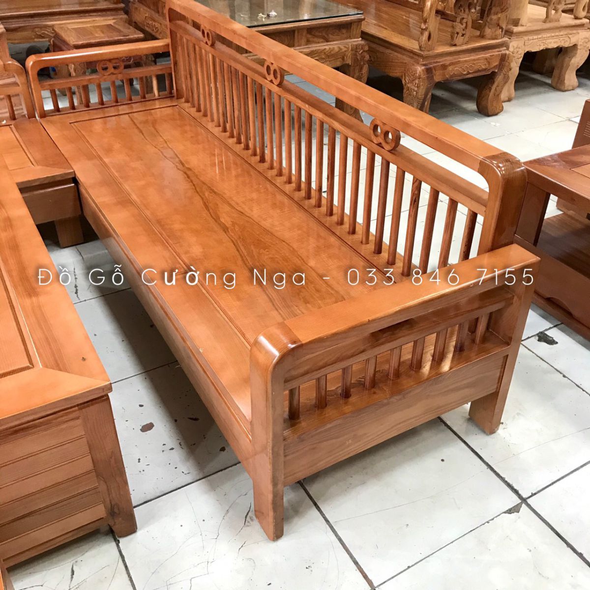 sofa gỗ sồi nga 