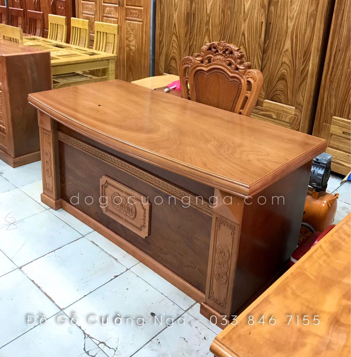Bàn làm việc giám đốc gỗ xoan đào - 1m6 
