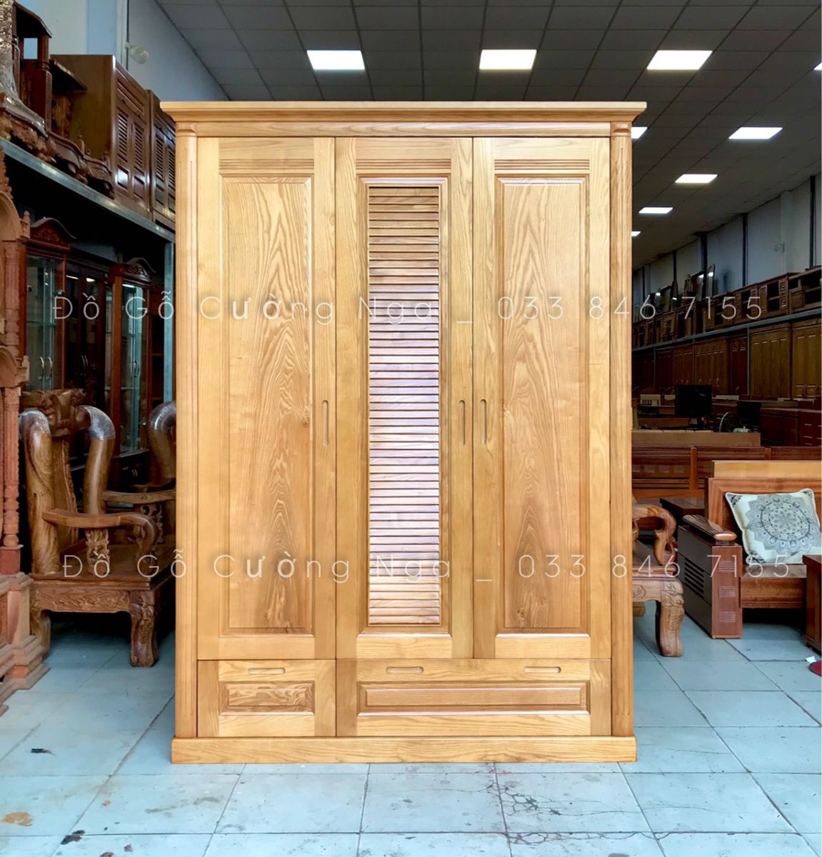 tủ quần áo gỗ sồi nga 3 cánh