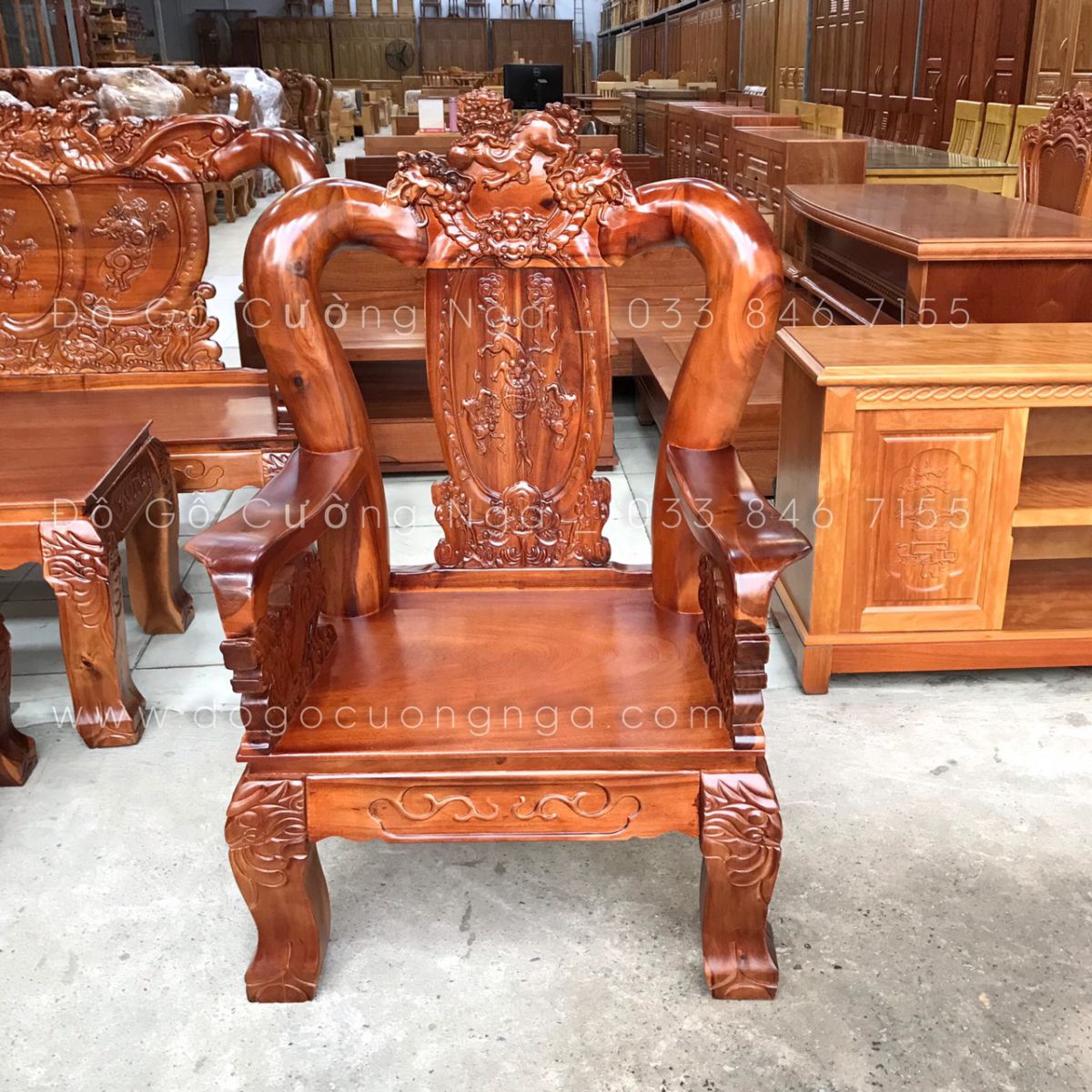 salon gỗ tramg tay 12 - 6 món 