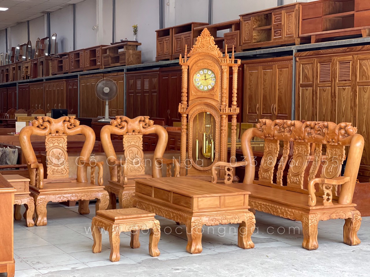 combo phòng khách gỗ gõ đỏ 