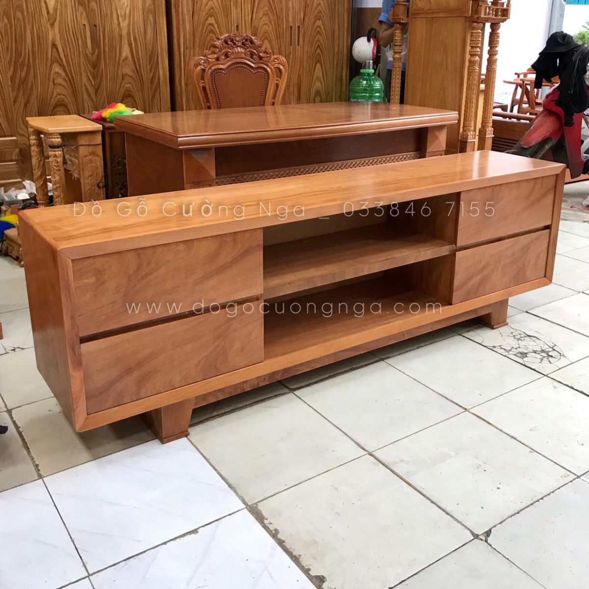 Kệ tivi gỗ đinh hương hiện đại - đơn giản