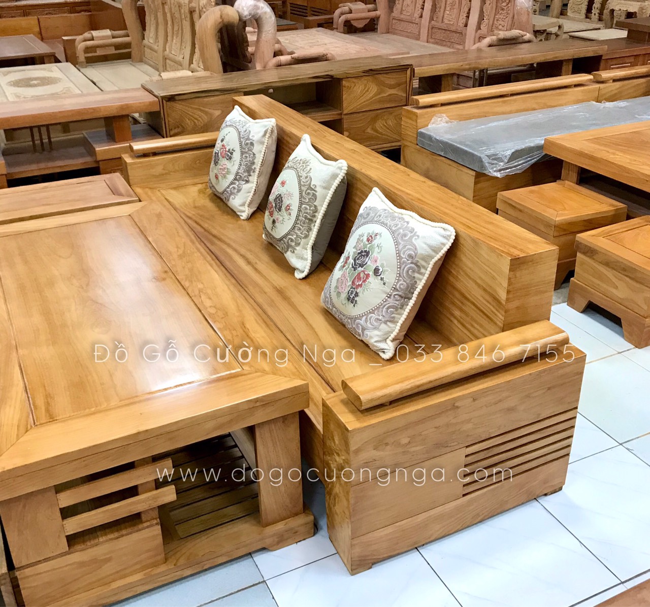 sofa gỗ gõ đỏ 