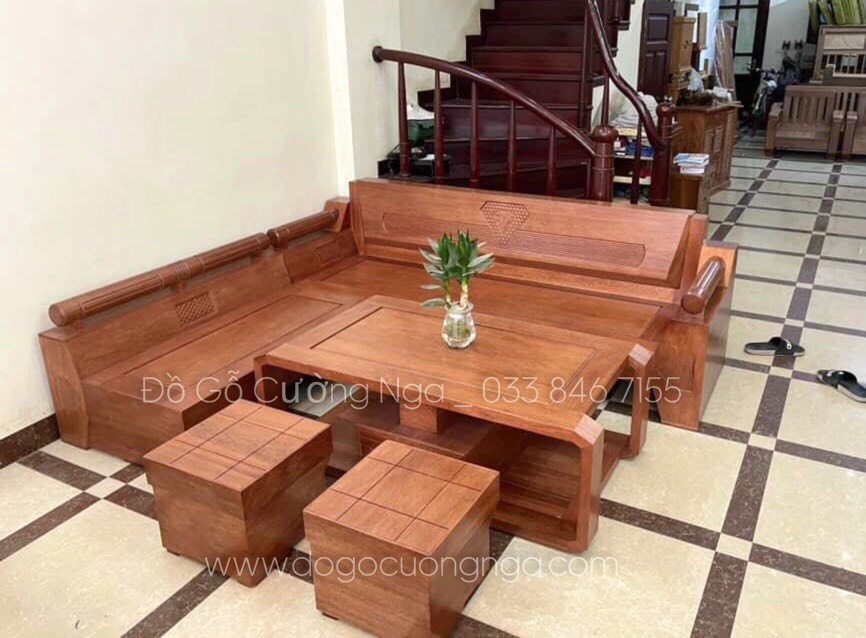 sofa gỗ oãn đào mẫu kim cương