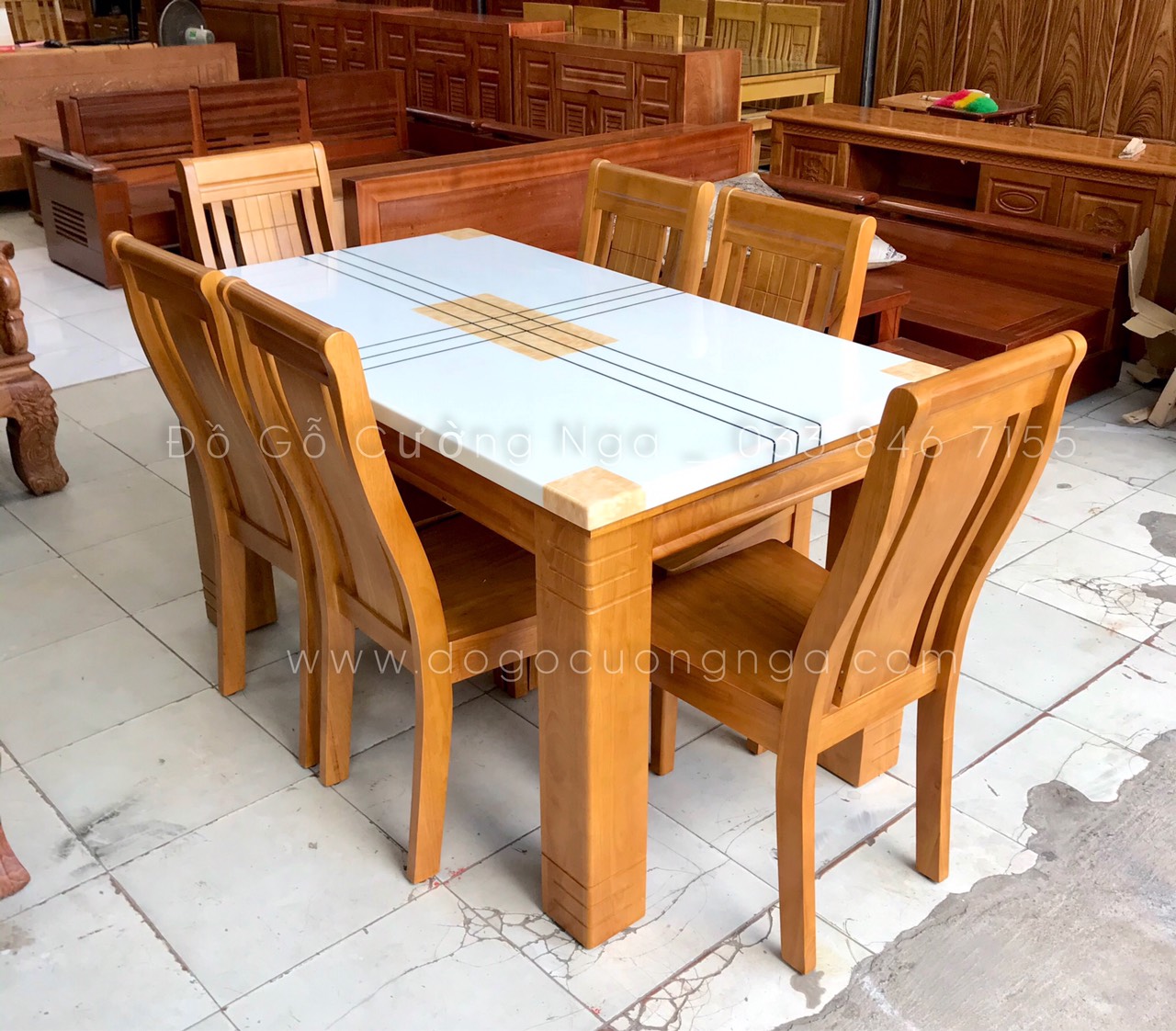 bàn ăn mặt đá 4 ghế 