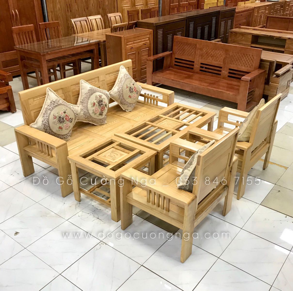 sofa gỗ sồi giá rẻ 