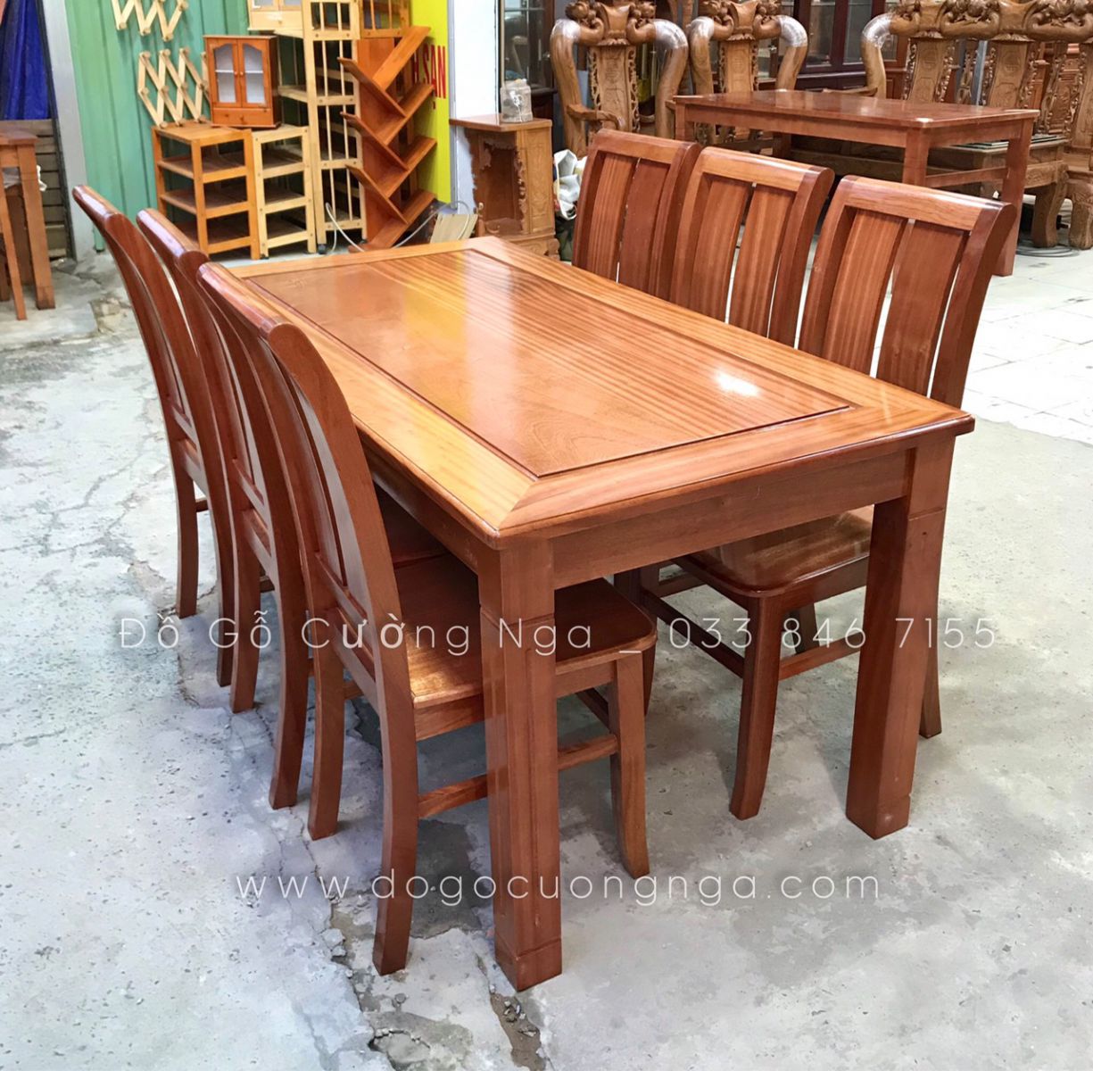 bàn ăn 6 ghế gỗ xoan đào 