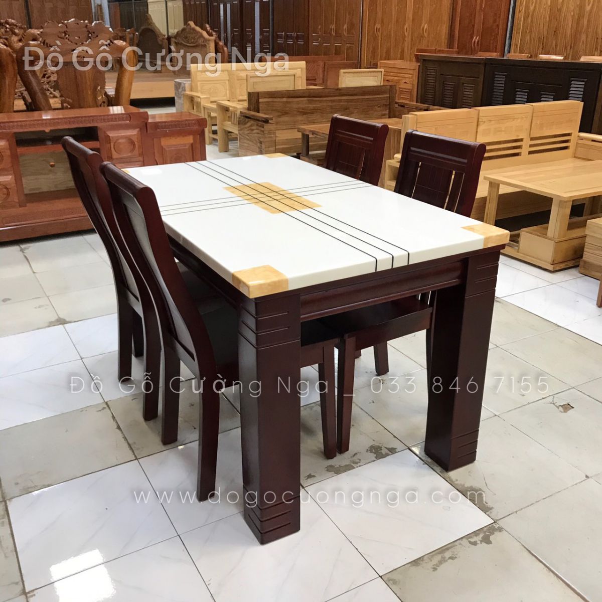  Bộ bàn ăn mặt đá 4 ghế tiện nghi 