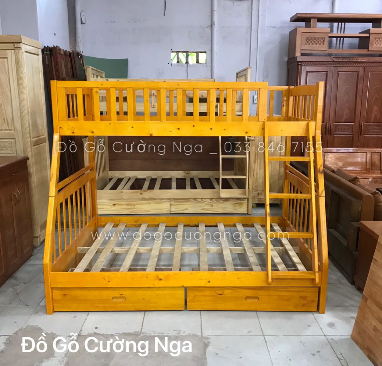giường tầng gỗ thông