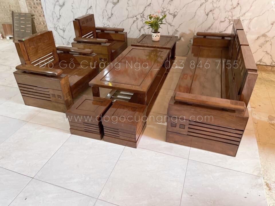 sofa gỗ sồi mẫu đôi trứng 
