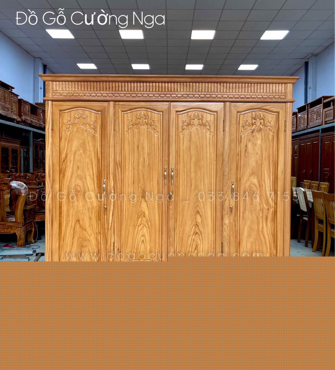tủ quần áo gỗ gõ đỏ 4 cánh giá rẻ