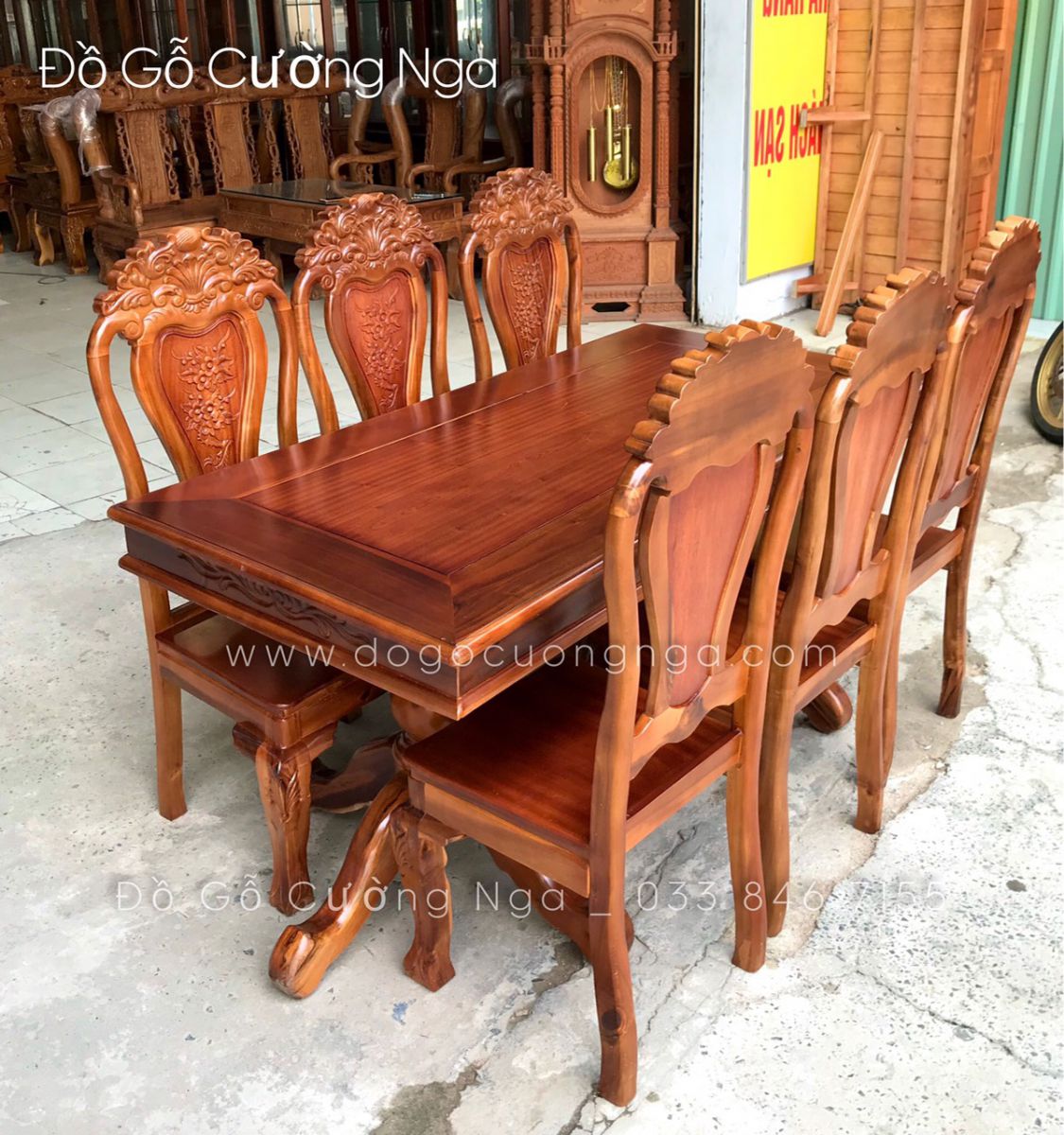 bàn ăn 6 ghế gỗ tràm giá rẻ 