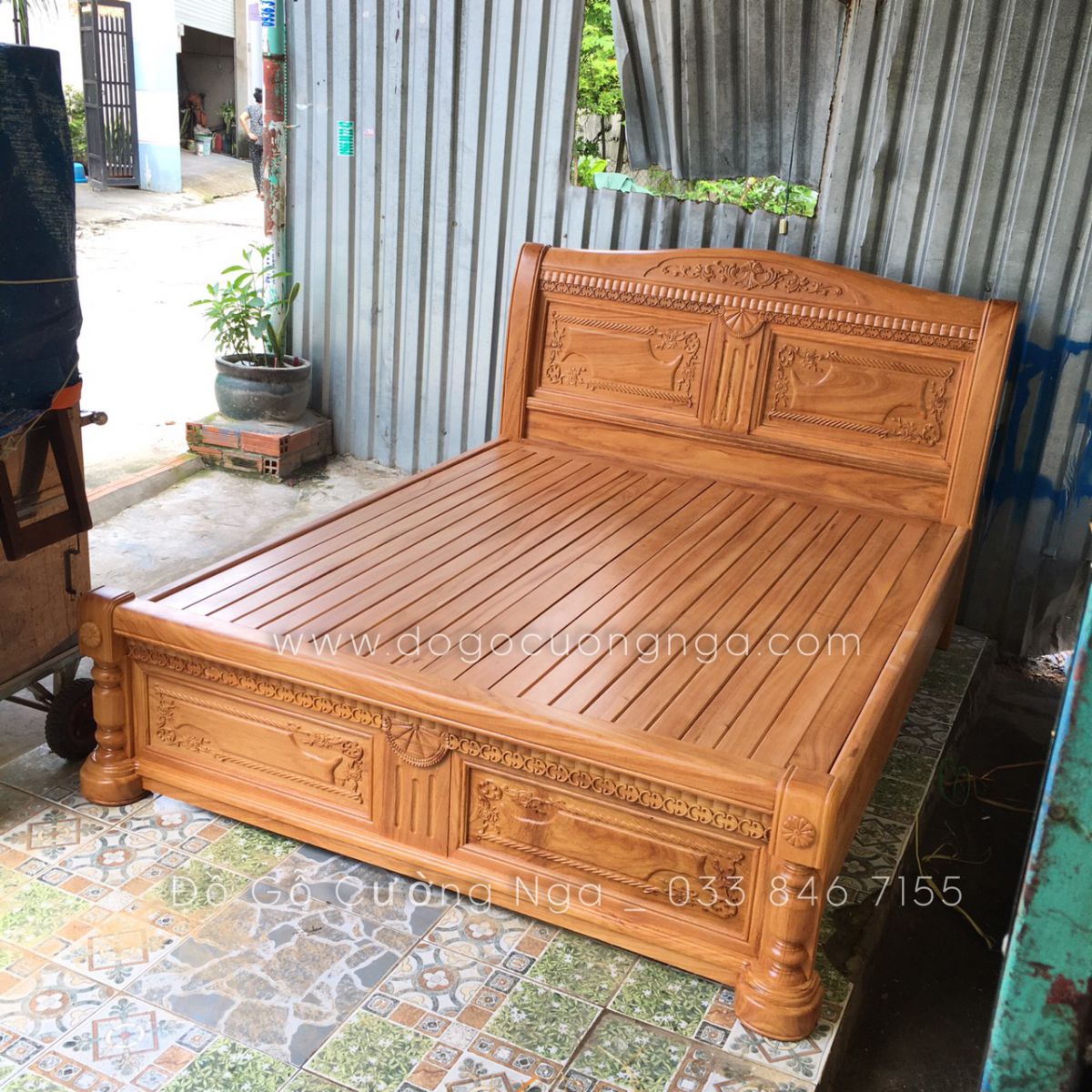 giường ngủ gỗ gõ đỏ 