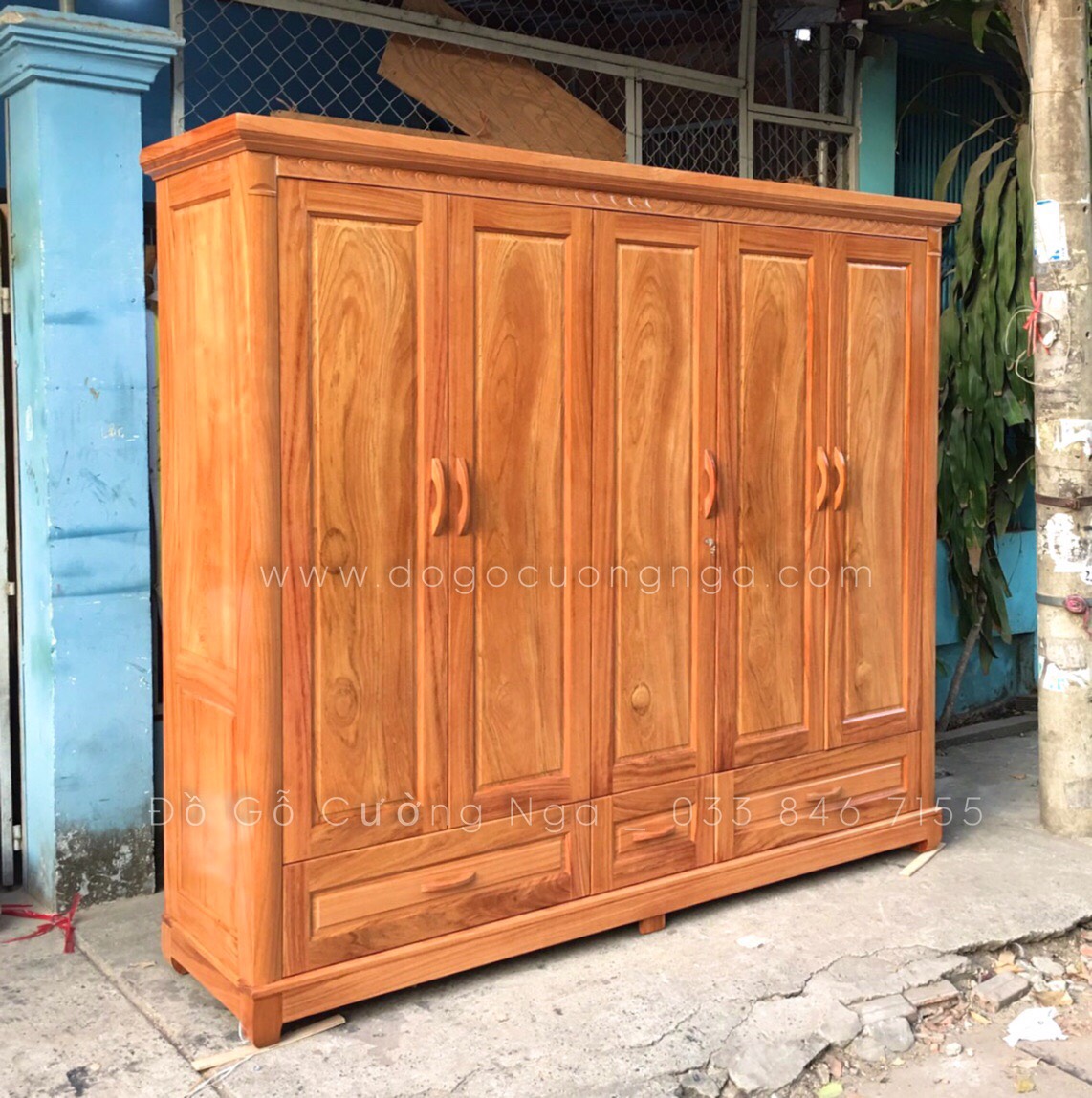 tủ quần áo gỗ gõ đỏ 6 buồng