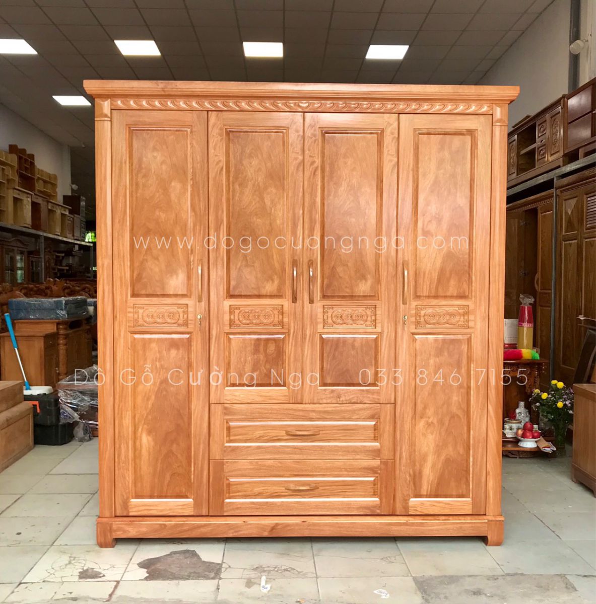 tủ quần áo gỗ đinh hương 4 cánh 