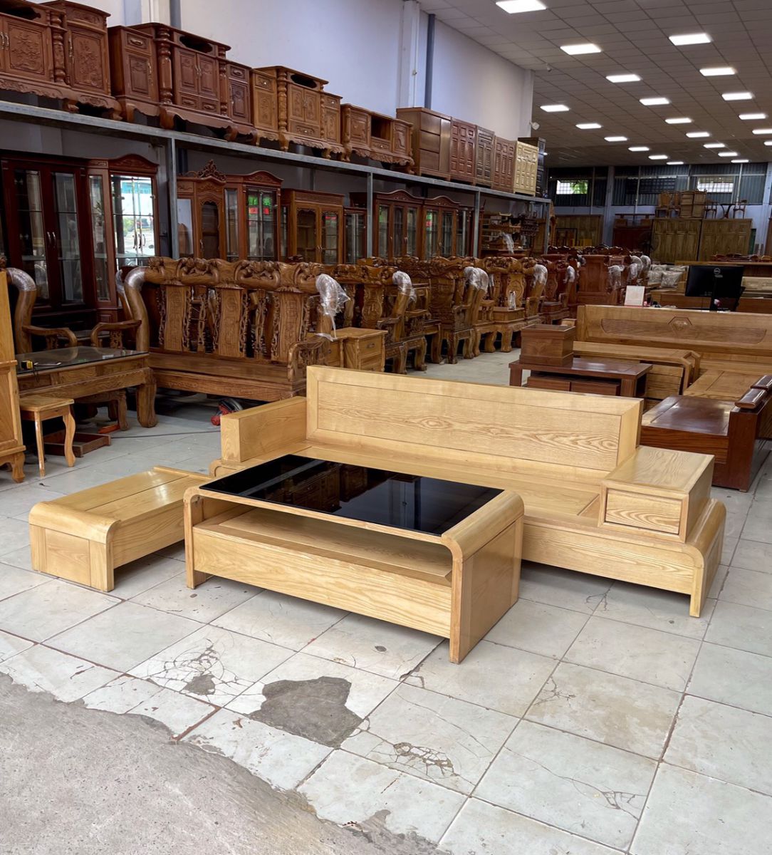 sofa gỗ sồi nga 