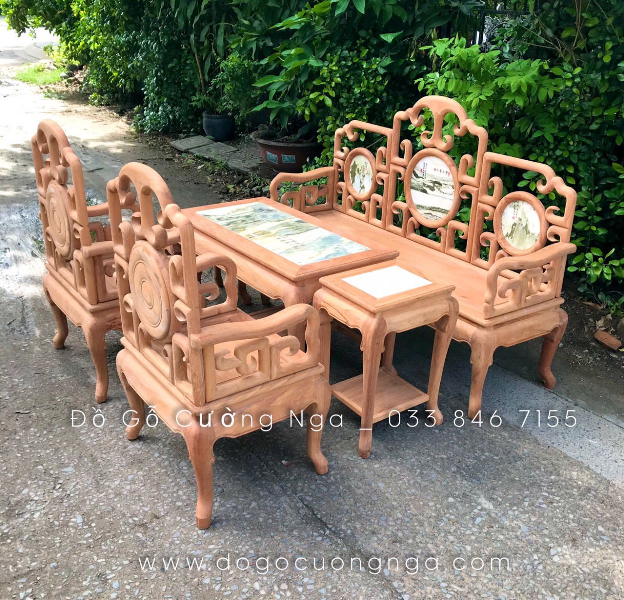 salon móc gỗ gõ đỏ 
