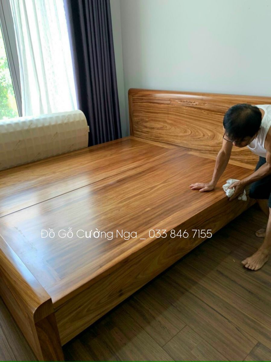 giường gỗ hương xám