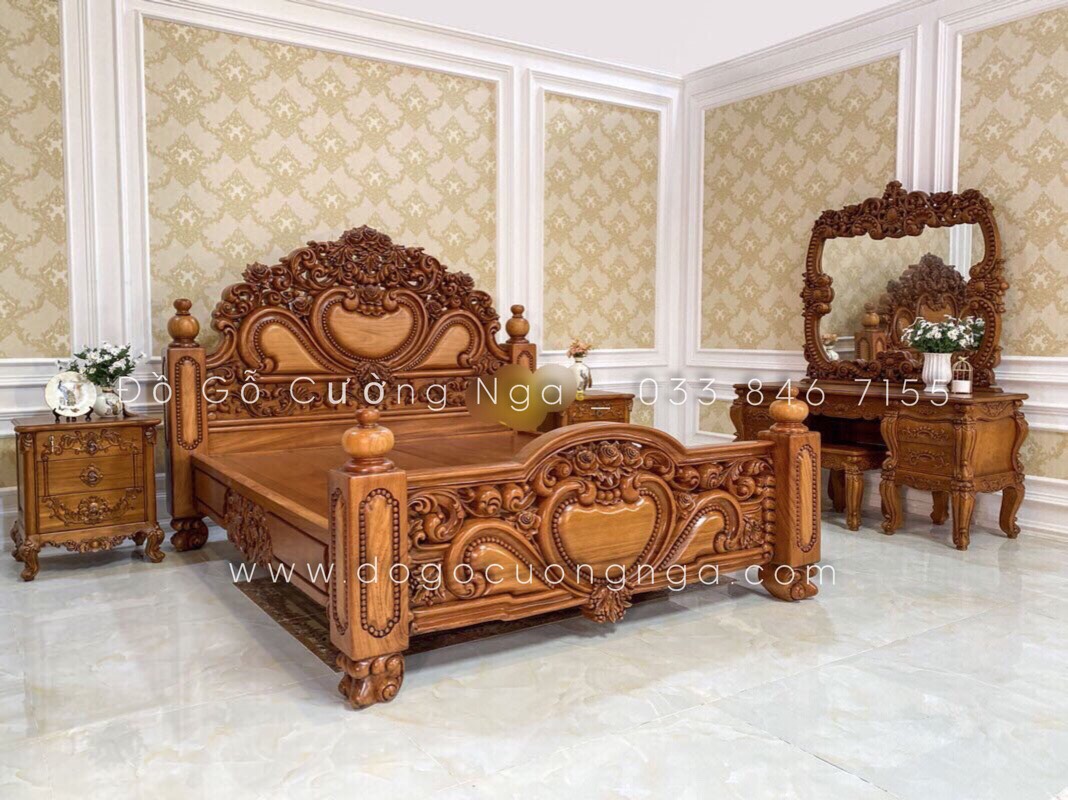 combo phòng ngủ gỗ gõ đỏ