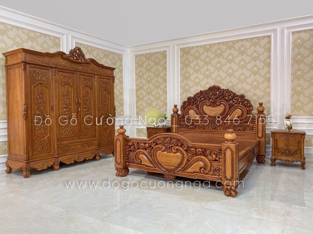 combo phòng ngủ gỗ gõ đỏ
