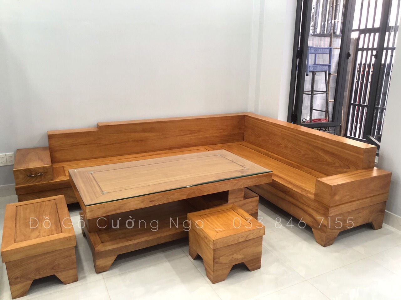 Bộ sofa gỗ gõ đỏ đóng hộp giả nguyên khối cao cấp giá tốt TP HCM